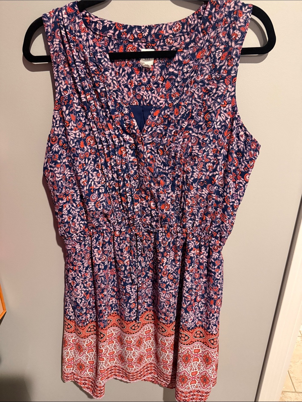 Gap medium sundress Navy & Coral Floral Sleeveless Summer Dress